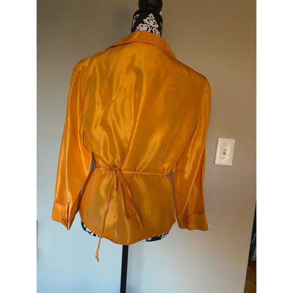 Vintage size 14 100% silk wrap top Ice brand yellow/gold - Picture 4 of 4
